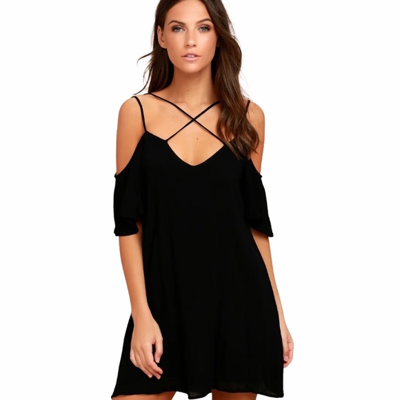 Lulus Afterglow Black Strappy Cold-Shoulder Shift - Picture 14 of 14